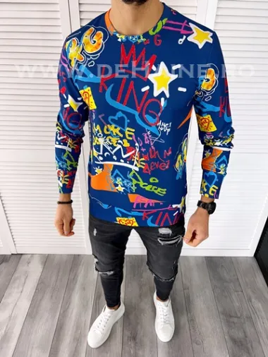 Bluza barbati bleumarin slim fit din silon B7660 D6-5.1